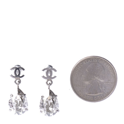 Chanel Crystal CC Tear Drop Earrings Silver 2 of 4