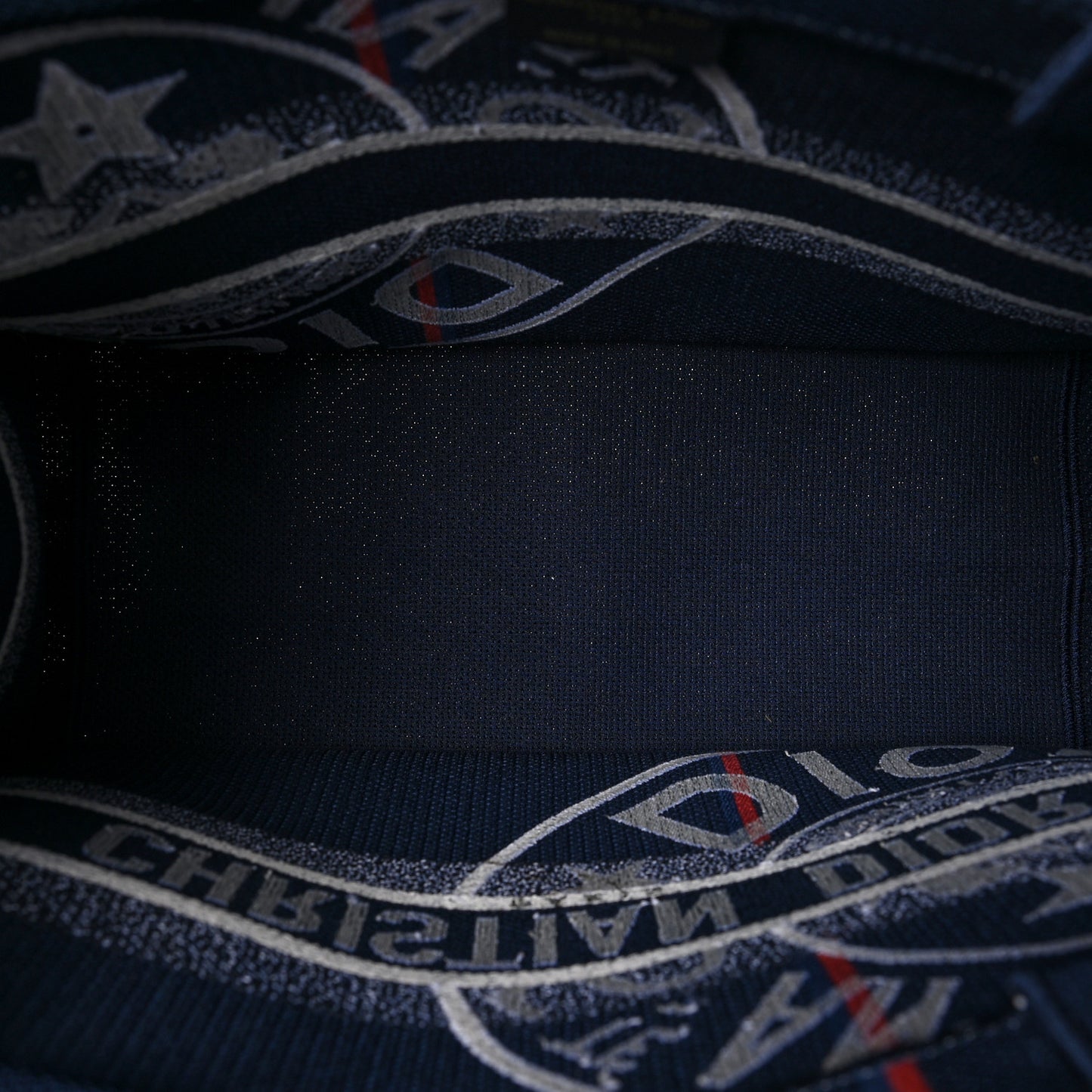 Canvas Jute Dior Union Embroidered Medium Book Tote Blue