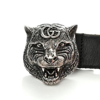Gucci Calfskin Brass Feline Buckle Belt 95 38 Black 9 of 9