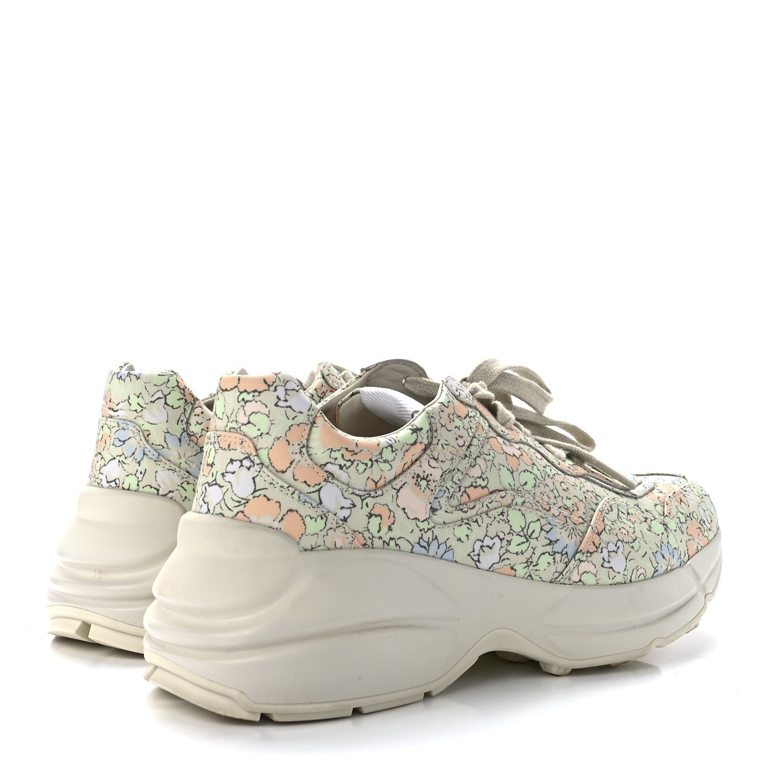 Gucci X LIBERTY OF LONDON Calfskin Infinity Tracy Womens Rhyton Sneakers 39.5 Mint Peach 4 of 9