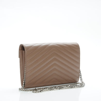 Saint Laurent Grain De Poudre Matelasse Chevron Monogram Chain Wallet Fard 3 of 7