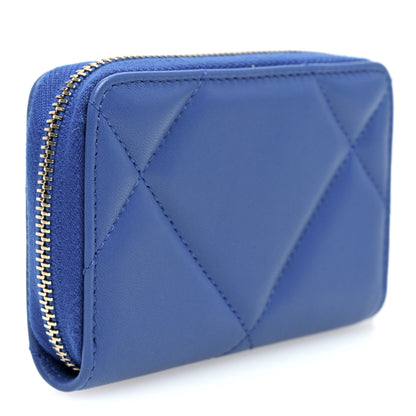 Chanel Lambskin Quilted Chanel 19 Zip Around Coin Purse Wallet Dark Blue 3 of 8
