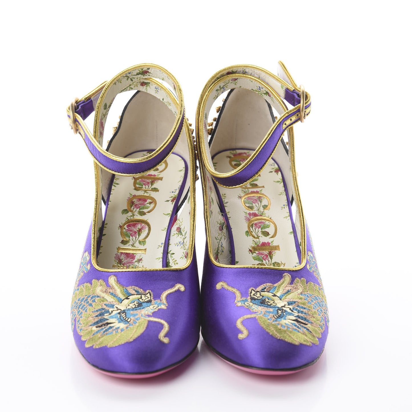 Satin Embroidered Dragon Caspar Pumps 38 Purple Oro Vecchio Black