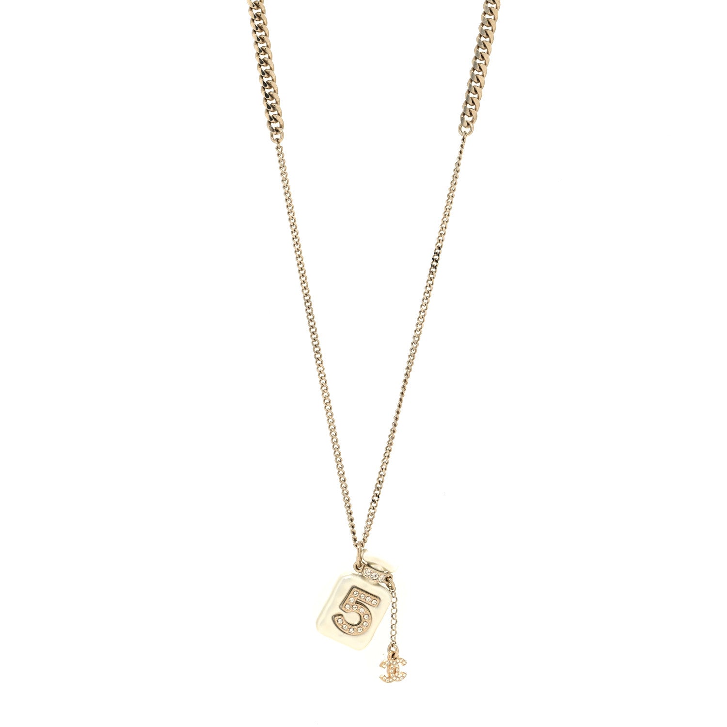 Chanel Resin Crystal CC No 5 Perfume Bottle Necklace 1 of 5