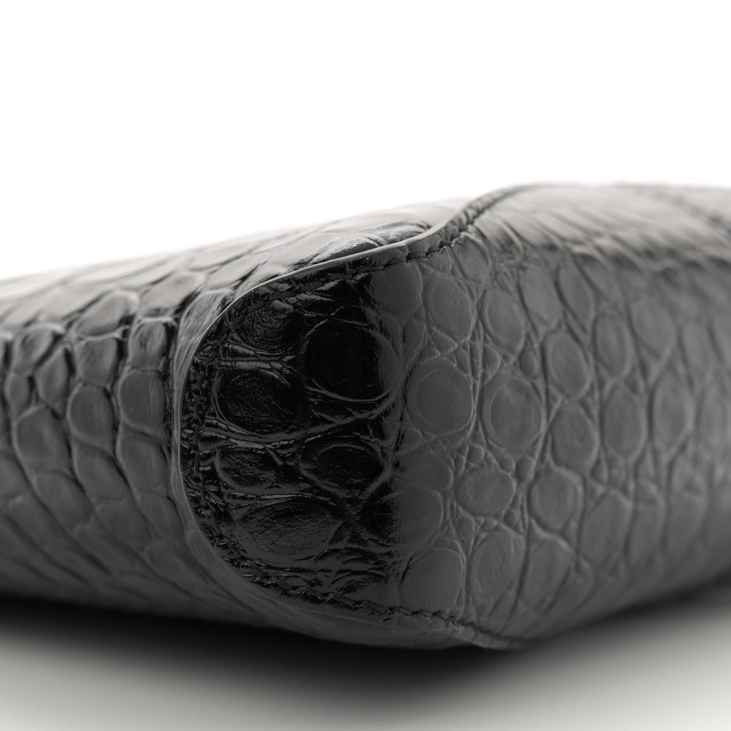 Shiny Super Supple Calfskin Crocodile Embossed Small XX Bag Black