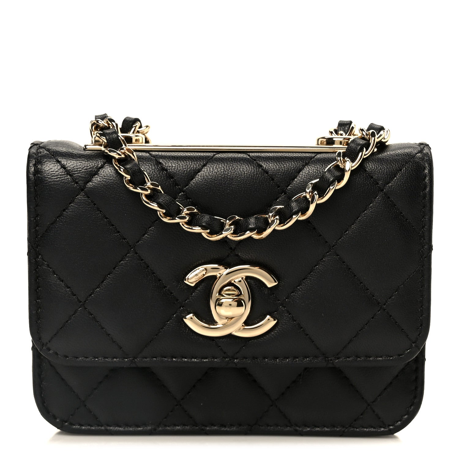 Chanel Lambskin Quilted Trendy CC Card Holder On Chain Black 1 of 12