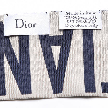 Christian Dior Silk Oblique Mitzah Scarf Blue 3 of 4