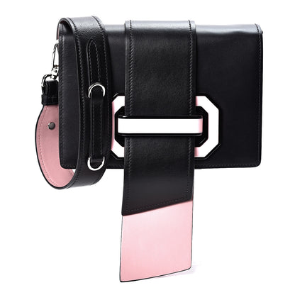 Prada City Calf Plex Ribbon Bag Black Rosa 1 of 8