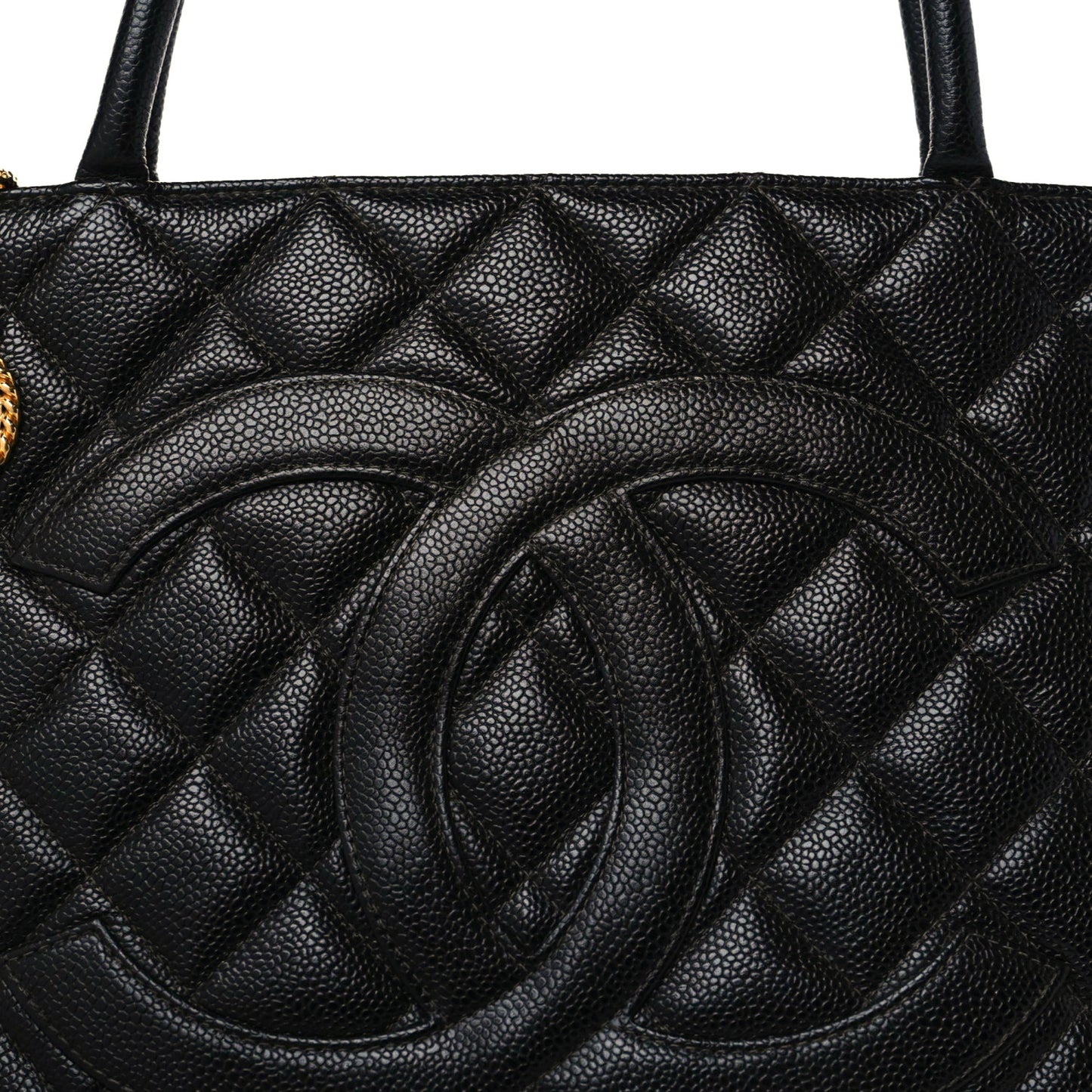 Caviar Quilted Medallion Tote Black