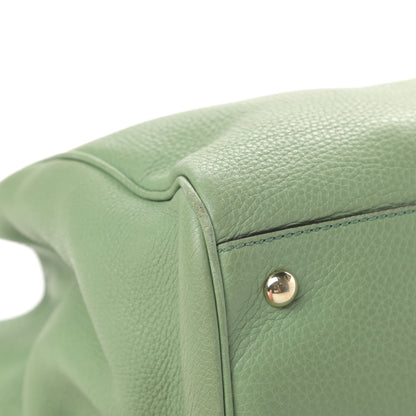 Gucci Pebbled Calfskin Medium Bamboo Shopper Tote Green 9 of 15