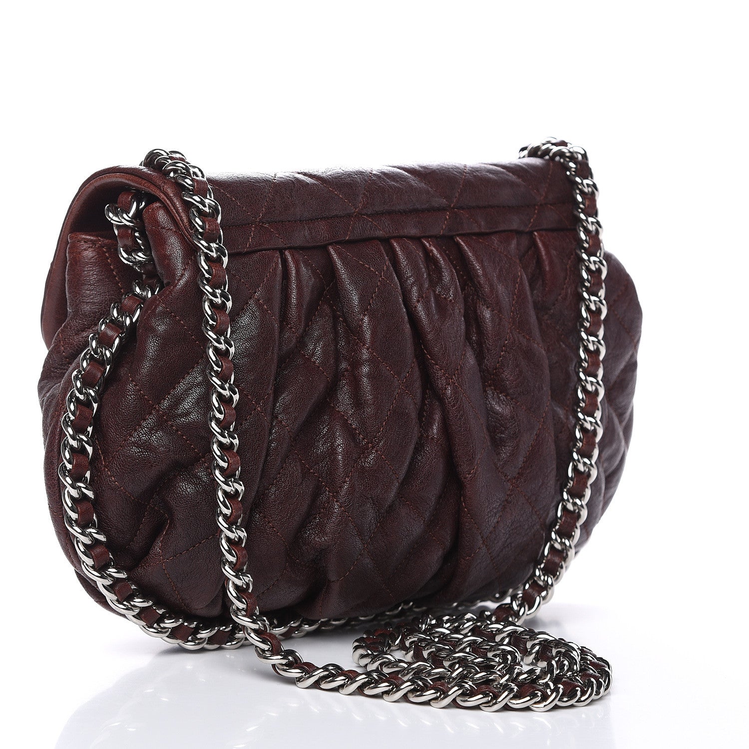 Chanel Washed Lambskin Quilted Medium Chain Around Messenger Dark Brown 3 of 12