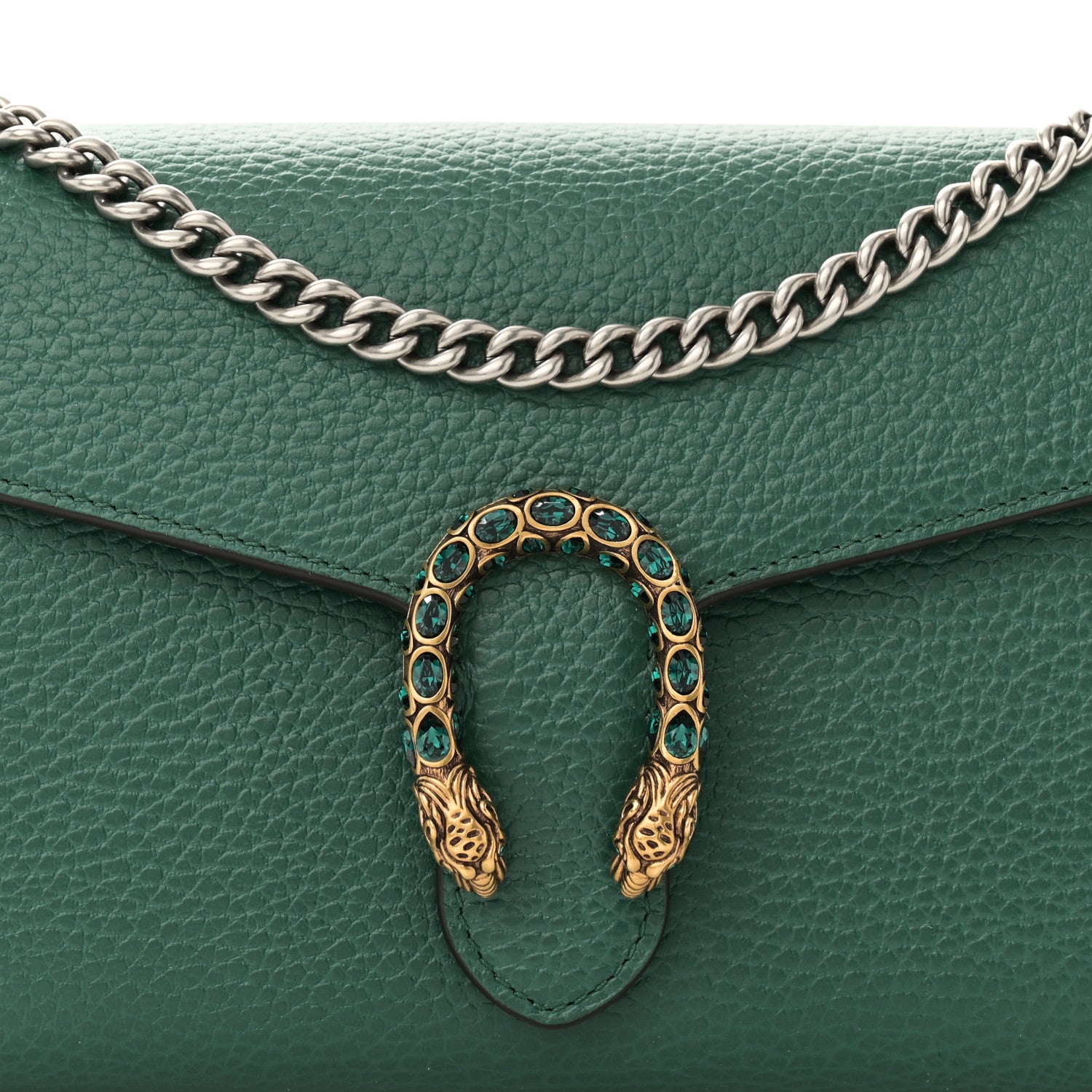 Gucci Calfskin Mini Dionysus Chain Wallet Emerald 8 of 11