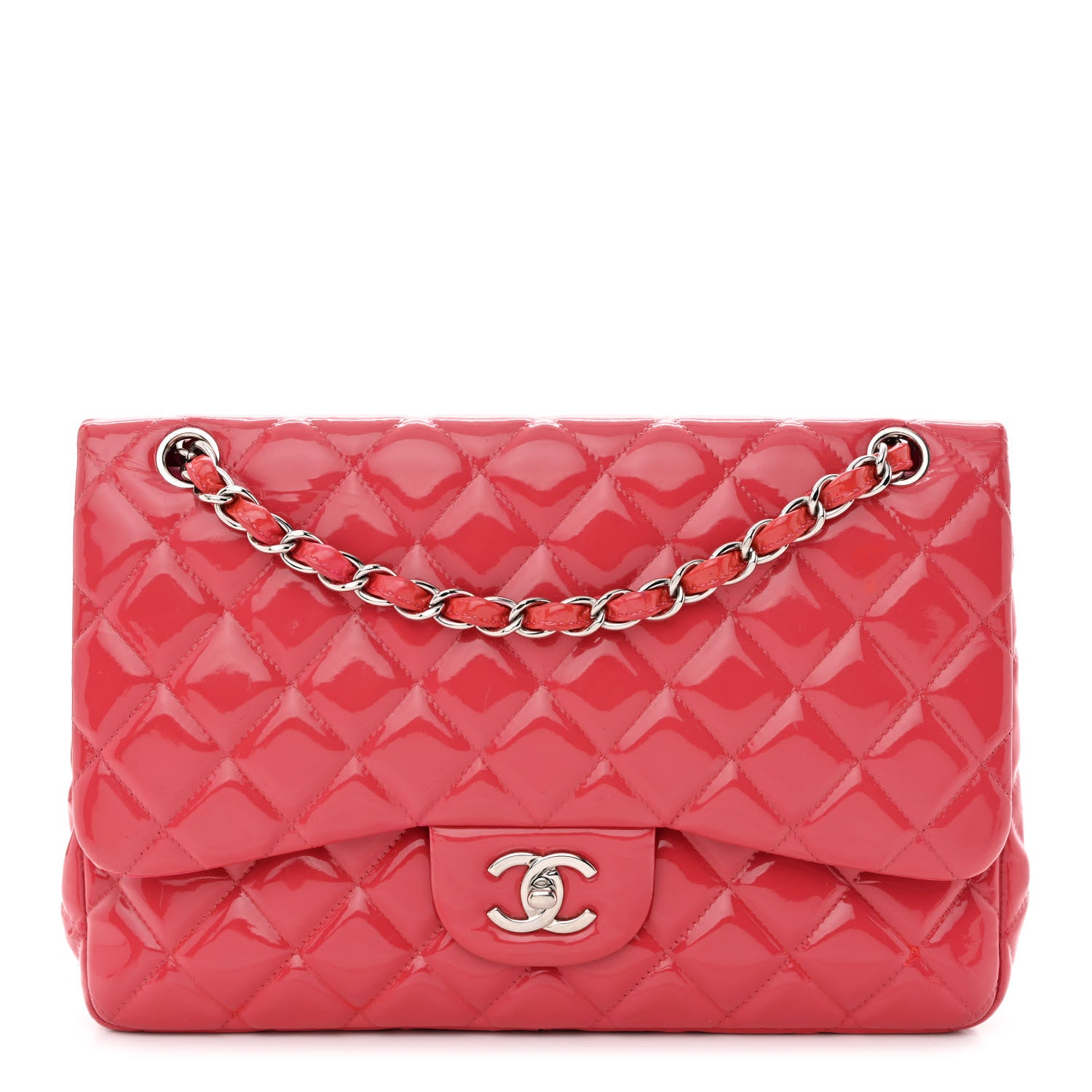 Chanel Patent Quilted Jumbo Double Flap Pink 1 of 17