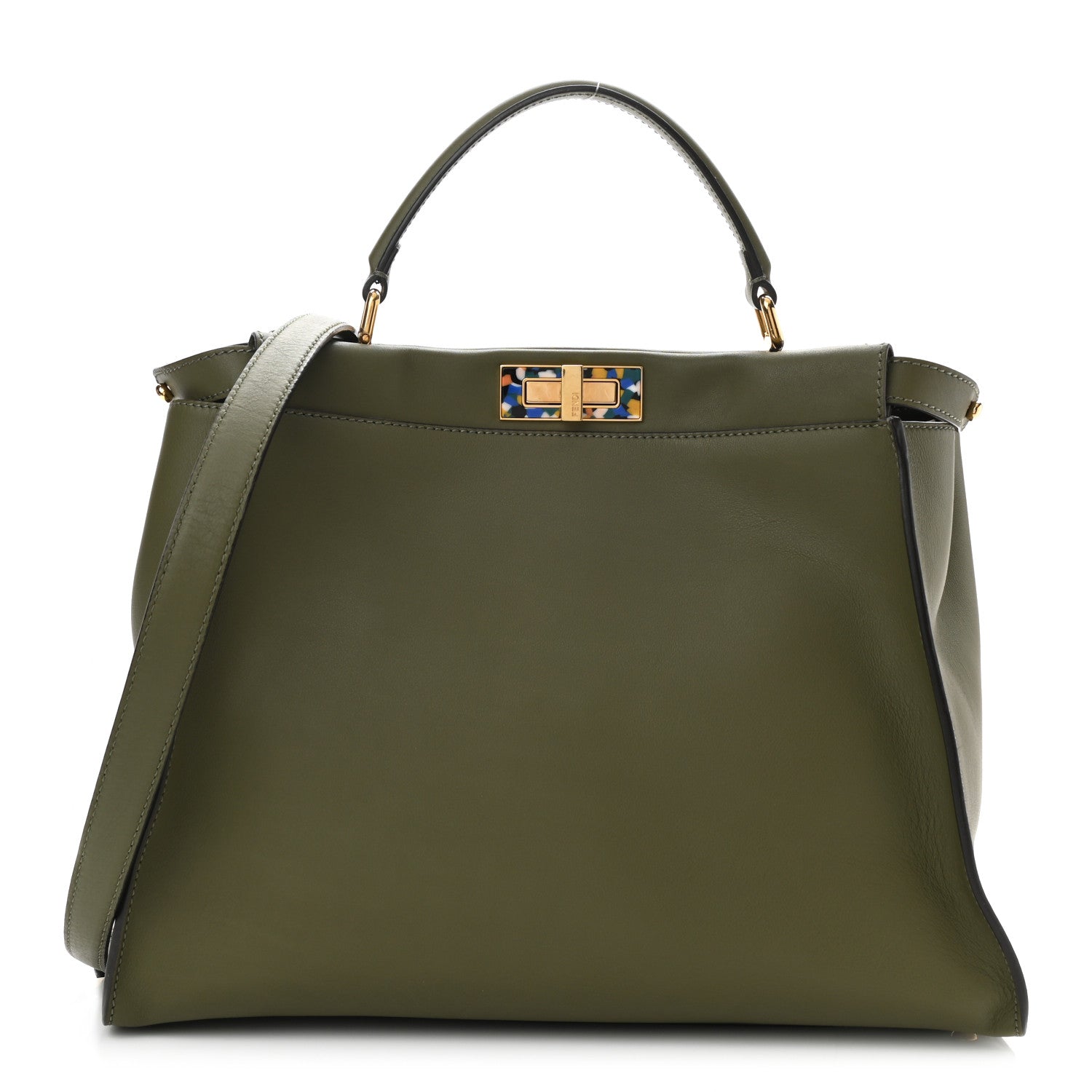 Fendi Vitello Seta Plexiglass Granite Large Peekaboo Iconic Satchel Equatore 1 of 10