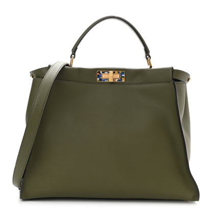 Fendi Vitello Seta Plexiglass Granite Large Peekaboo Iconic Satchel Equatore 1 of 10