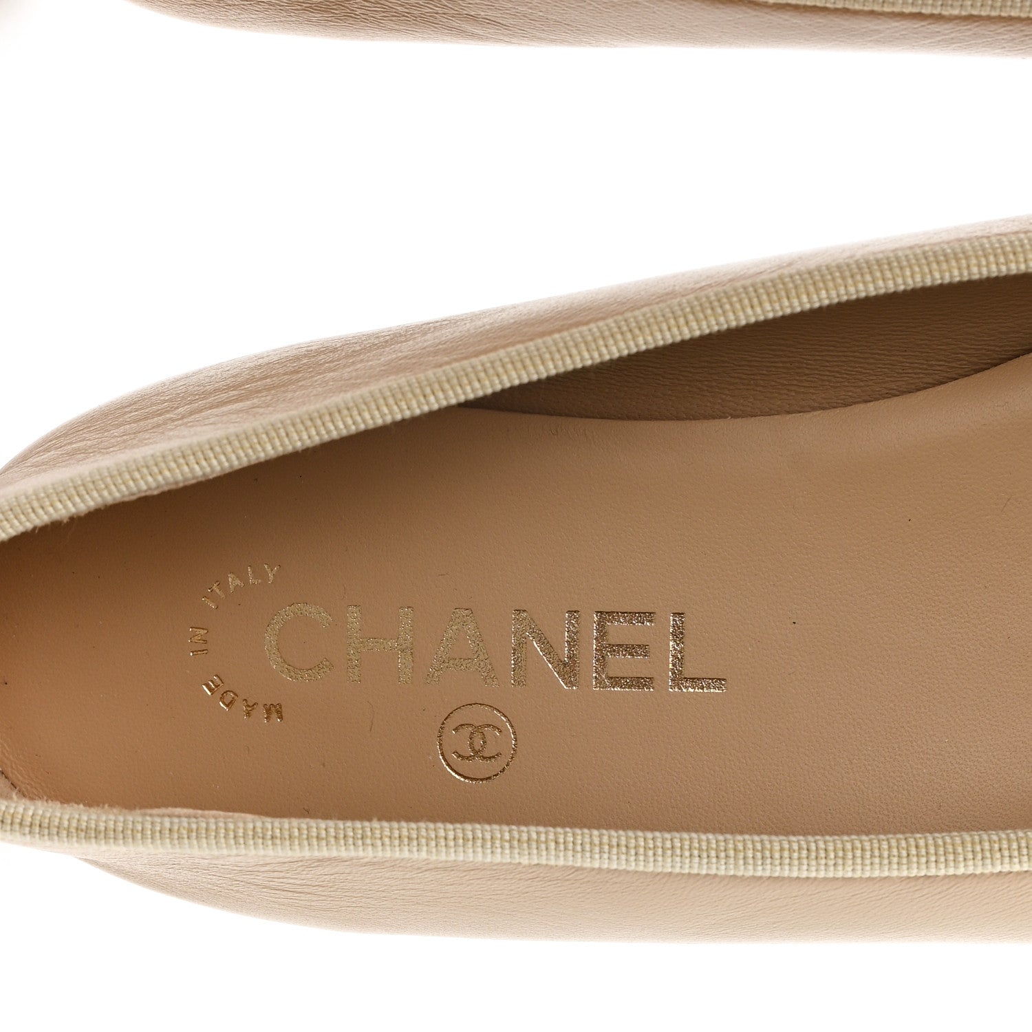 Chanel Lambskin Cap Toe CC Ballerina Flats 41.5 Beige Black 8 of 10