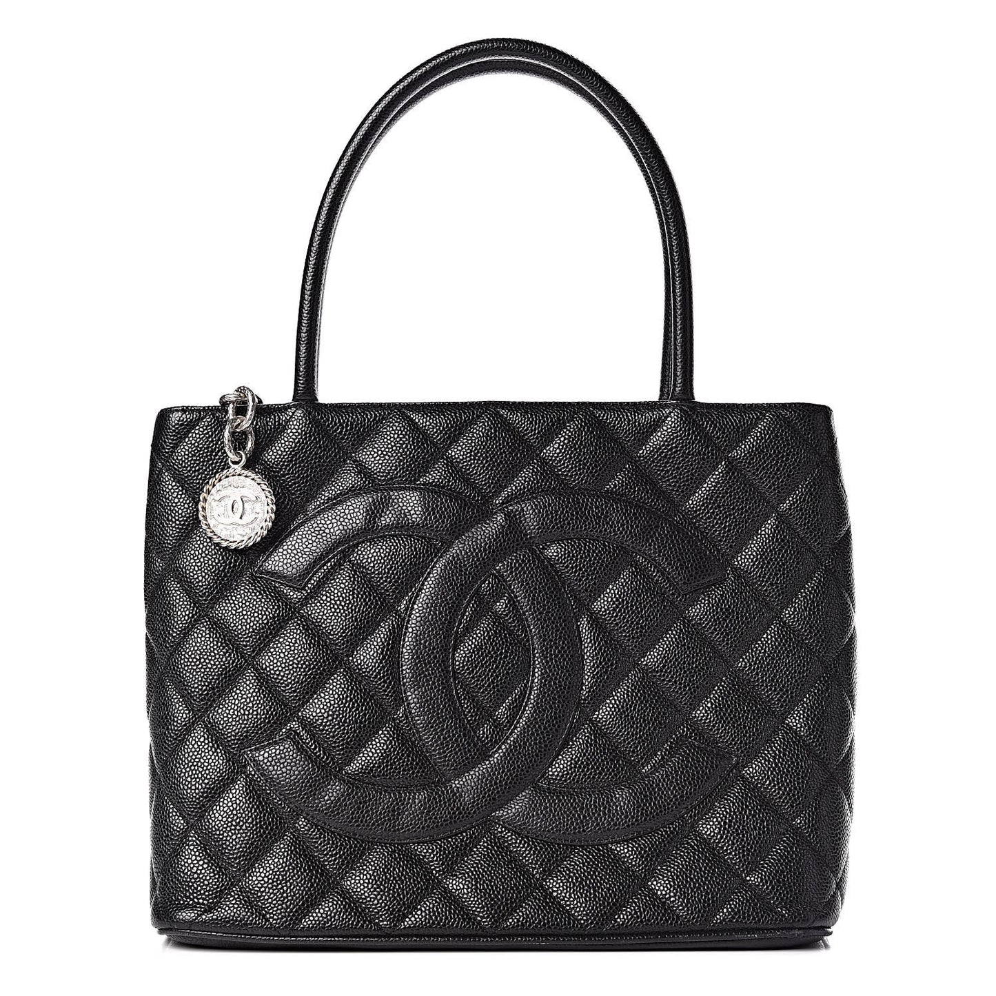 Caviar Quilted Medallion Tote Black