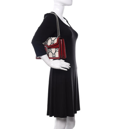 Gucci Tweed GG Monogram Small Dionysus Shoulder Bag White Black Romantic Cherry 3 of 14