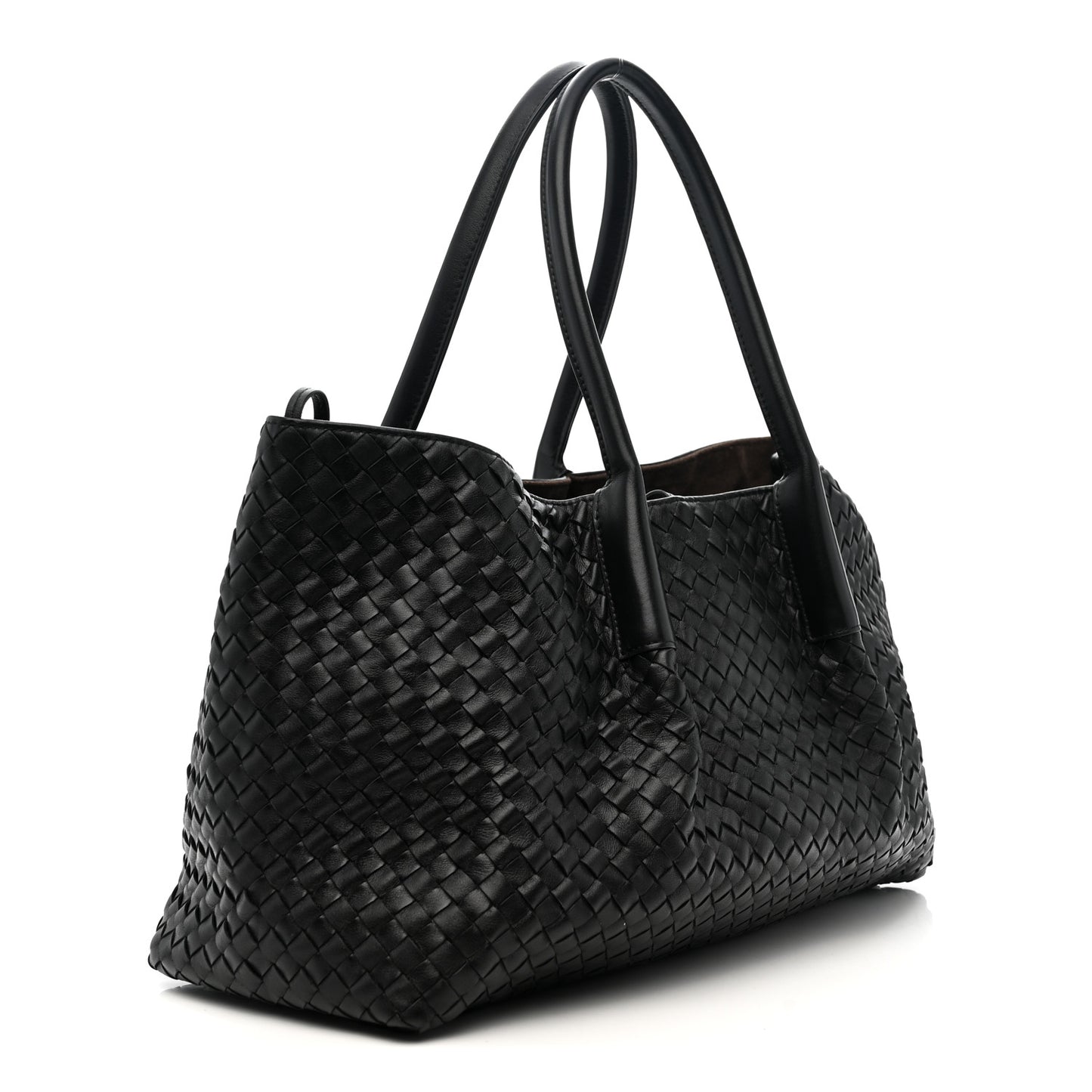 Calfskin Intrecciato Pinacoteca Reversible Tote Black Fondant