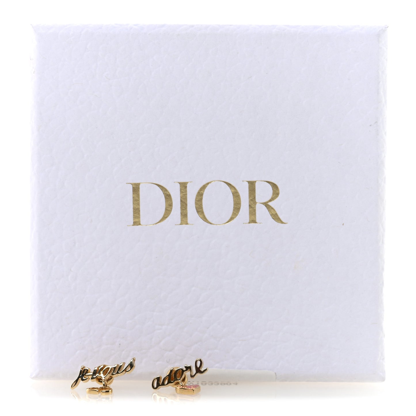 Metal Dioramour Je Vous Adore Heart Earrings Gold Red