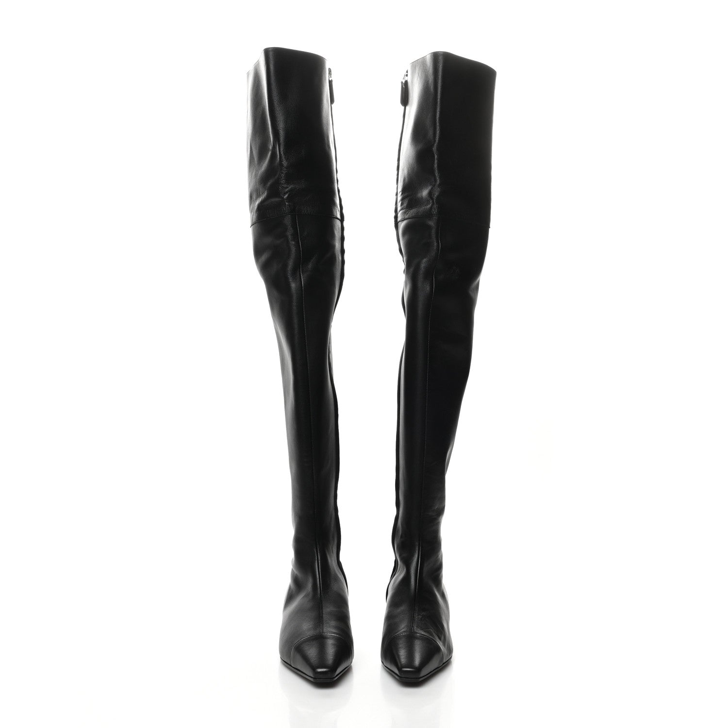 Chanel Lambskin Cap Toe Over the Knee Boots 35.5 Black 2 of 7