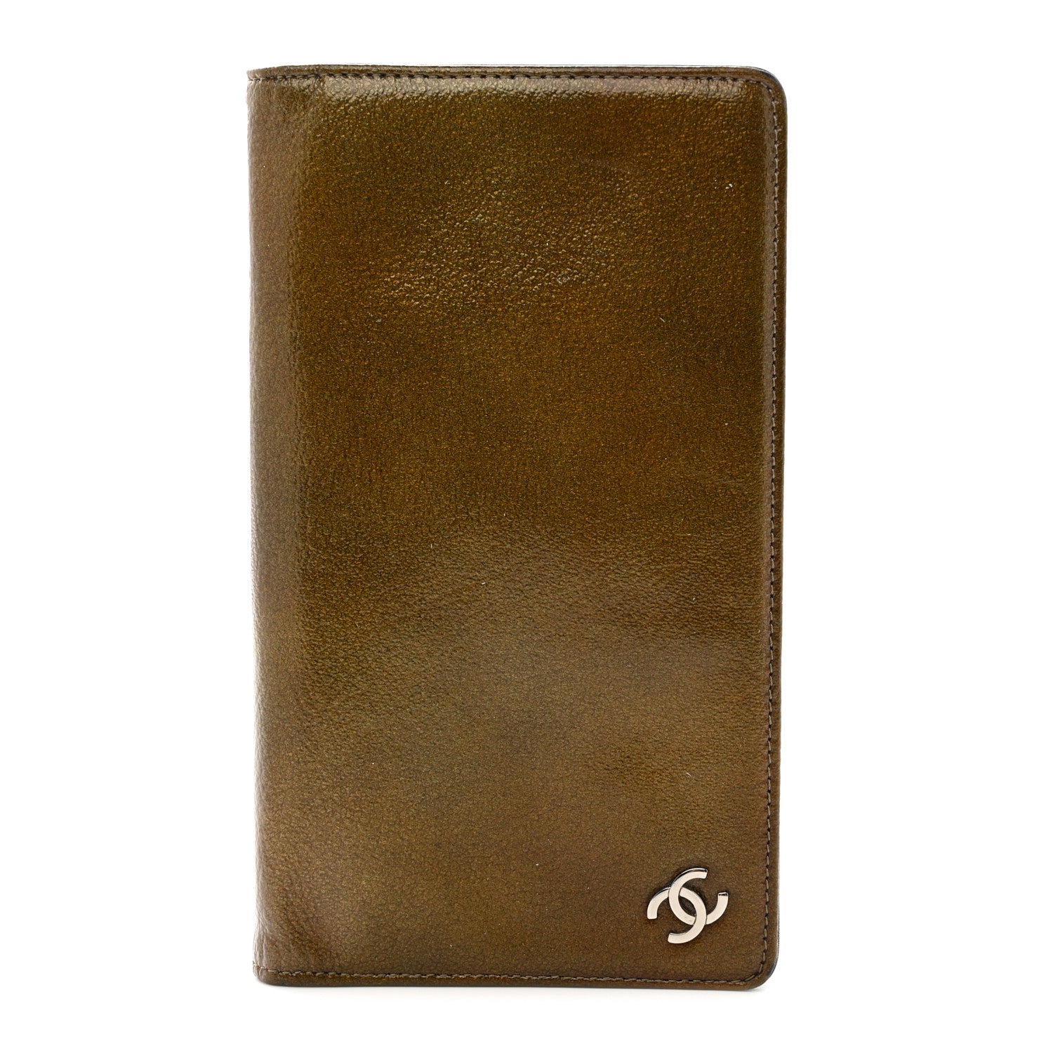 Chanel Grained Patent CC Yen Wallet Brown 1 of 8