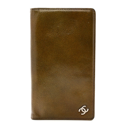 Chanel Grained Patent CC Yen Wallet Brown 1 of 8