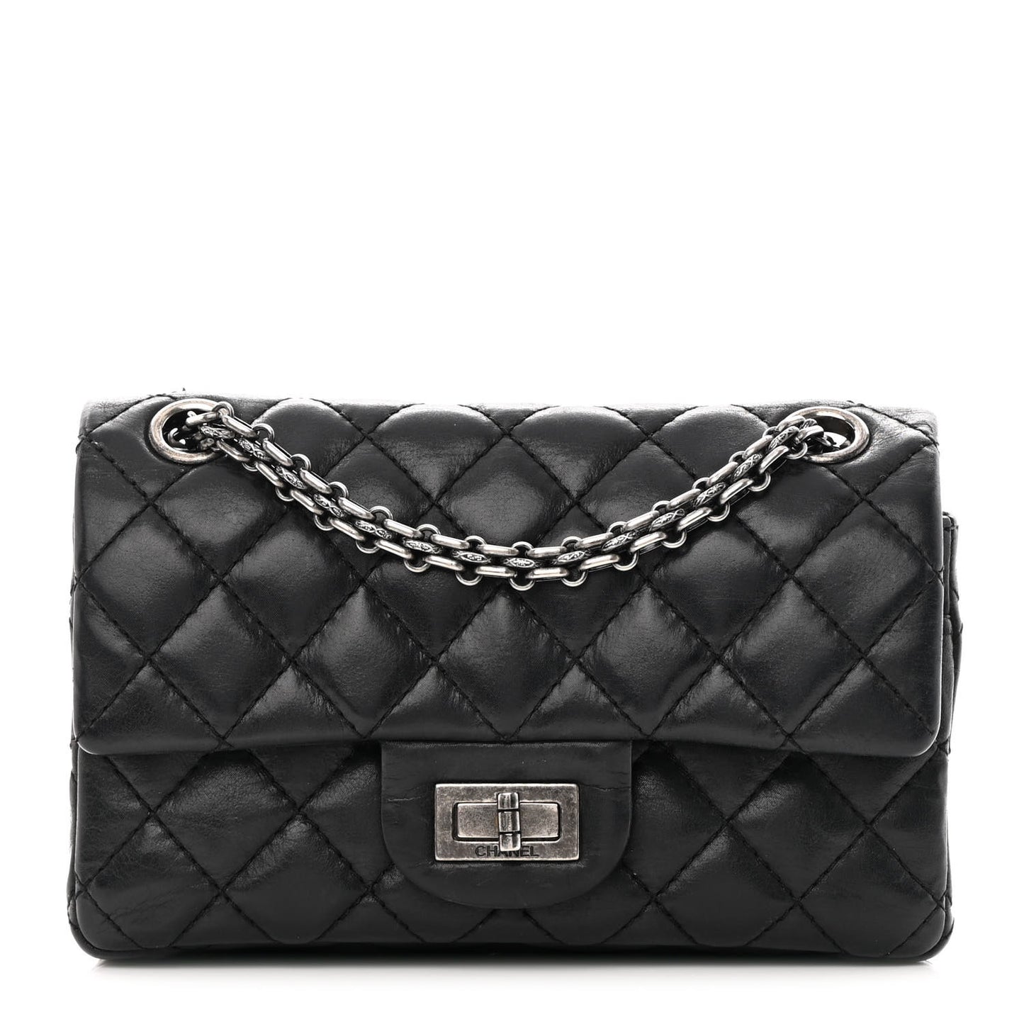 Iridescent Calfskin Quilted 2.55 Reissue 224 Flap Black