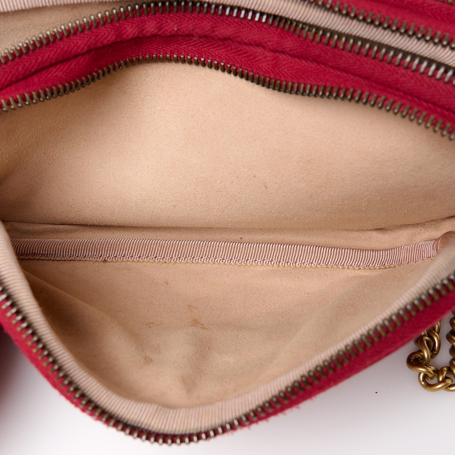Gucci Calfskin Matelasse Mini GG Marmont Chain Crossbody Bag Hibiscus Red 7 of 12