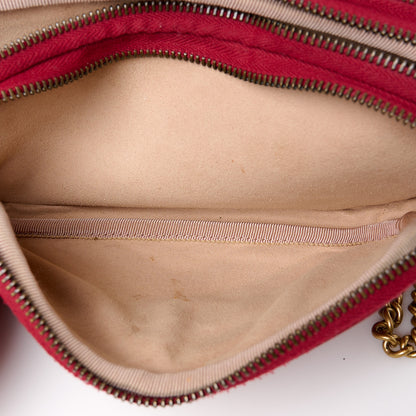 Gucci Calfskin Matelasse Mini GG Marmont Chain Crossbody Bag Hibiscus Red 7 of 12