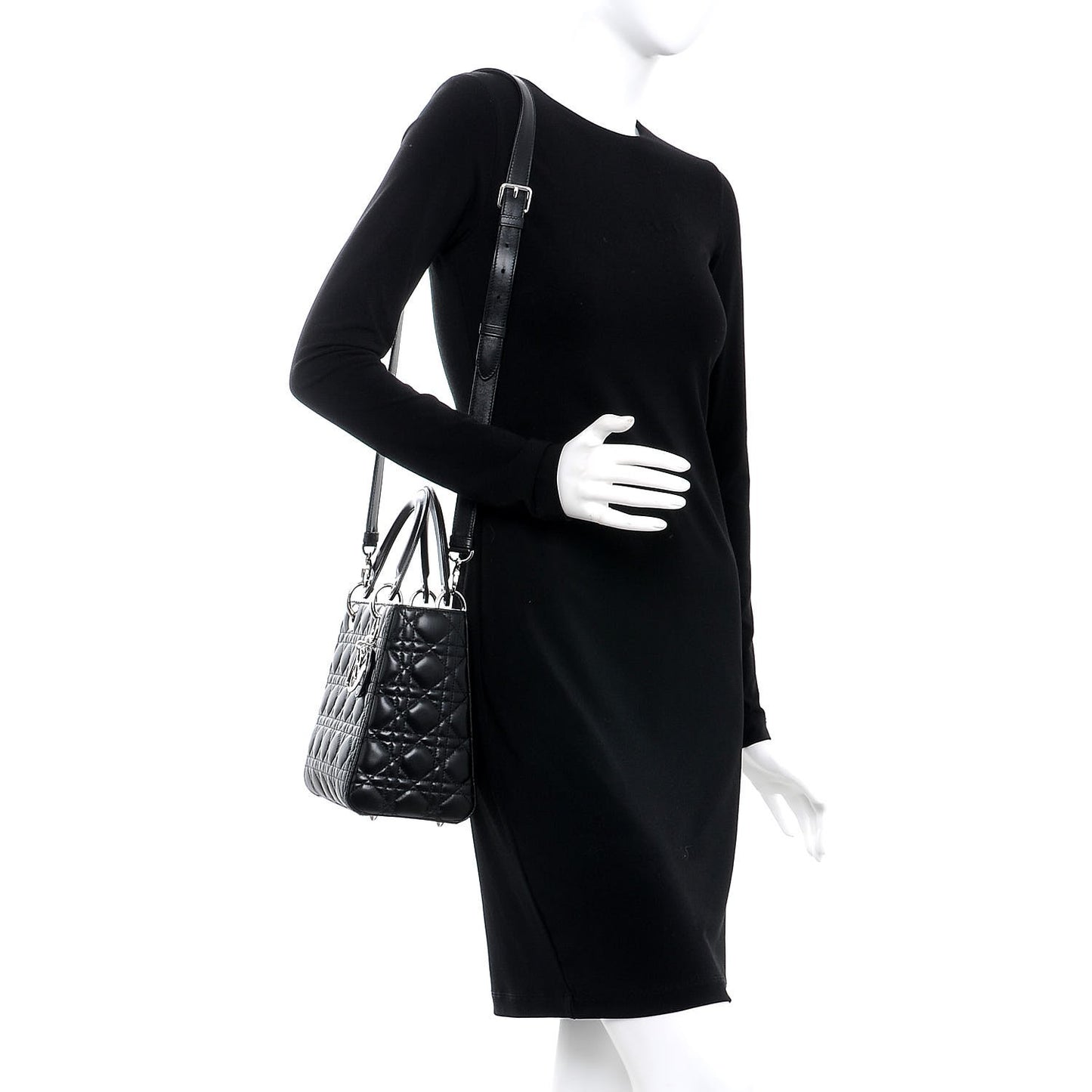 Lambskin Cannage Medium Lady Dior Black