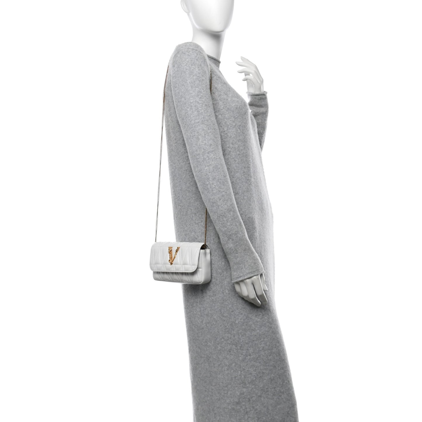 Nappa Quilted Virtus Evening Bag White