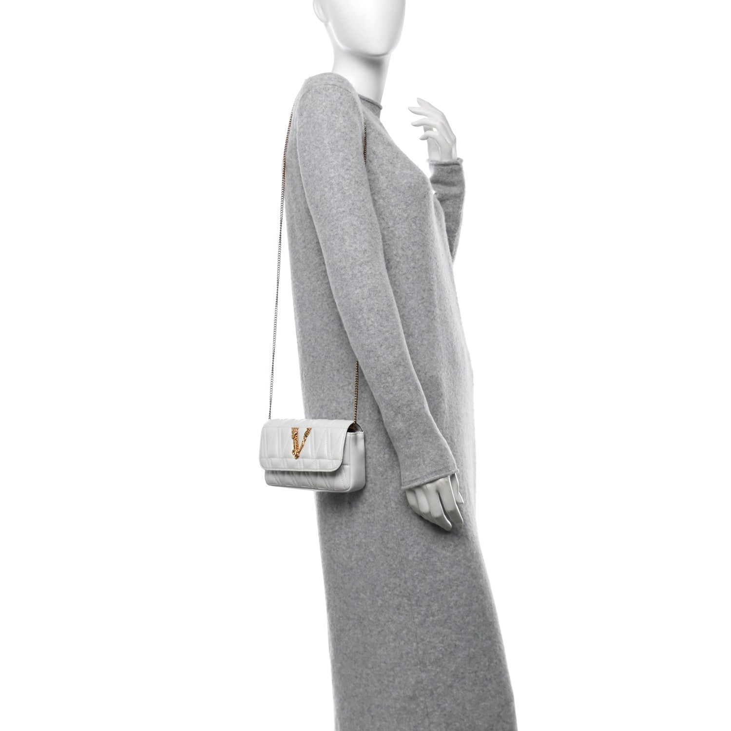 Versace Nappa Quilted Virtus Evening Bag White 2 of 9