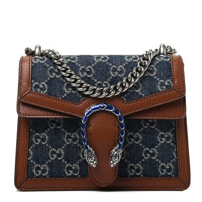 Gucci New Denim GG Monogram Dollar Calfskin Enamel Mini Dionysus Shoulder Bag Blue Tea Cuir Epilog Electric Blue 1 of 9