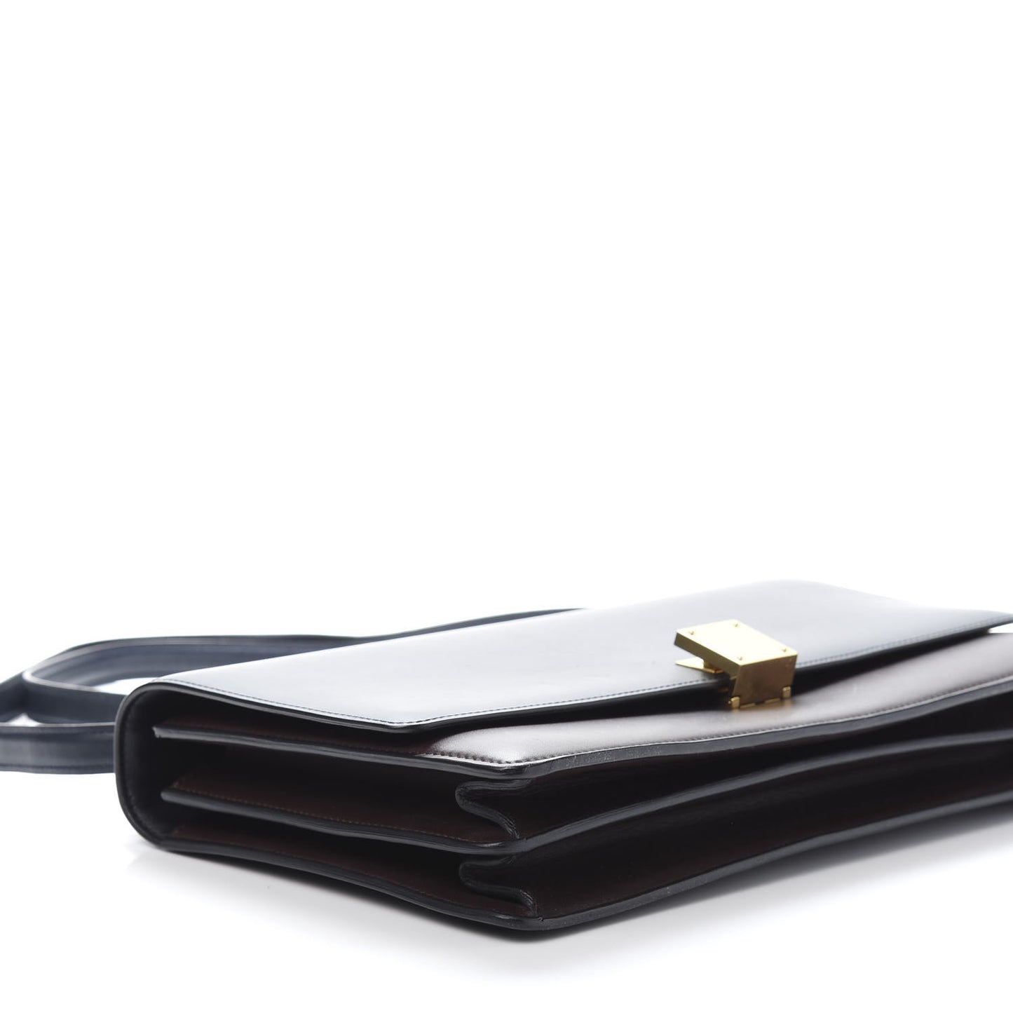 Calfskin Bicolor Medium Case Flap Navy Burgundy