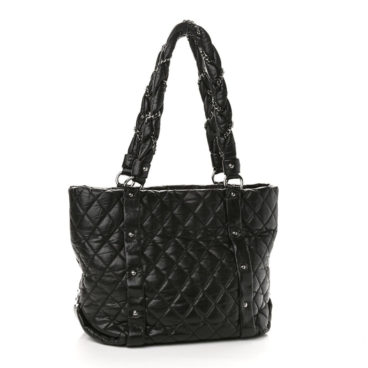 Chanel Distressed Lambskin Vintage Ligne Lady Braid Tote Black 2 of 9
