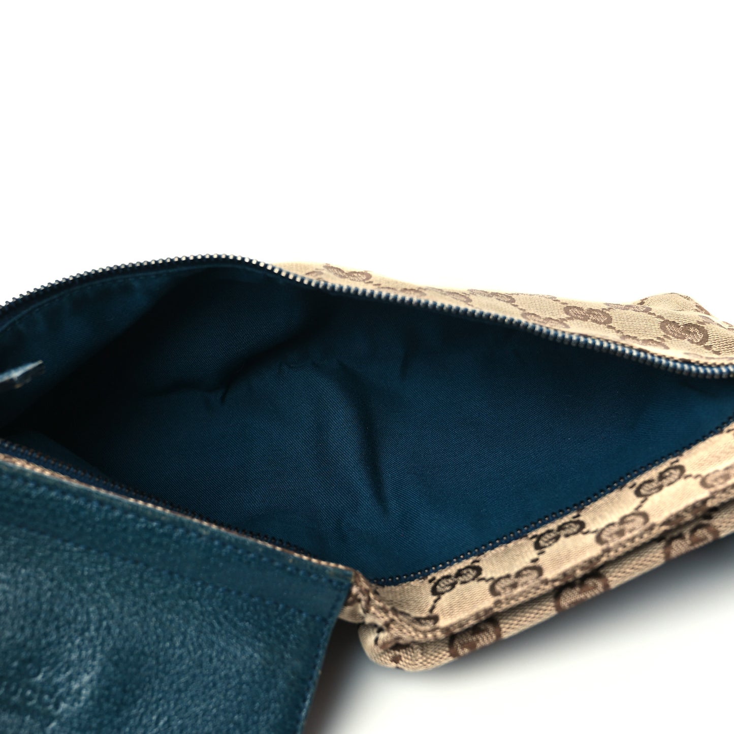 GG Monogram Web Double Pocket Belt Bag Navy