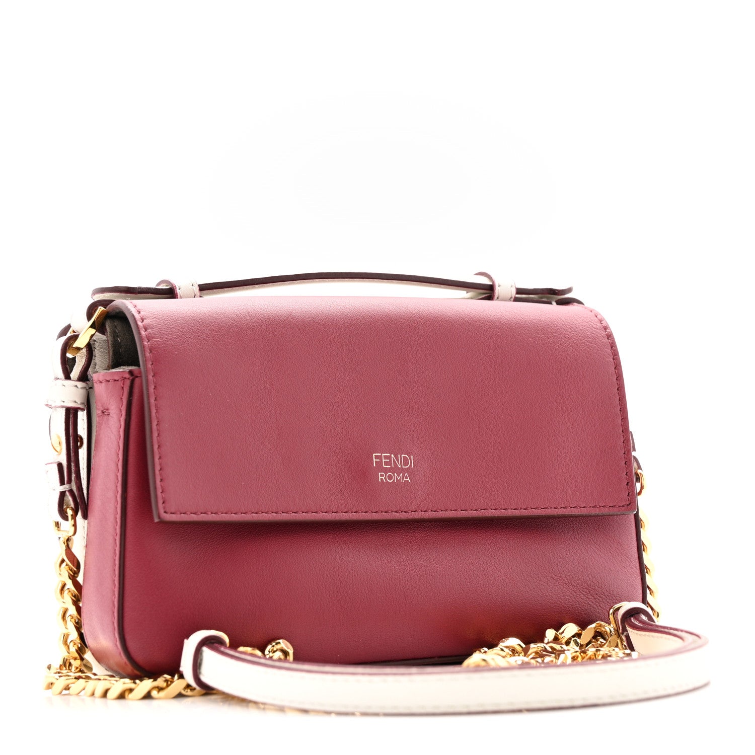 Fendi Vitello Dolce Nappa Flowerland Studded F is Fendi FF Micro Double Baguette White Multicolor 3 of 14