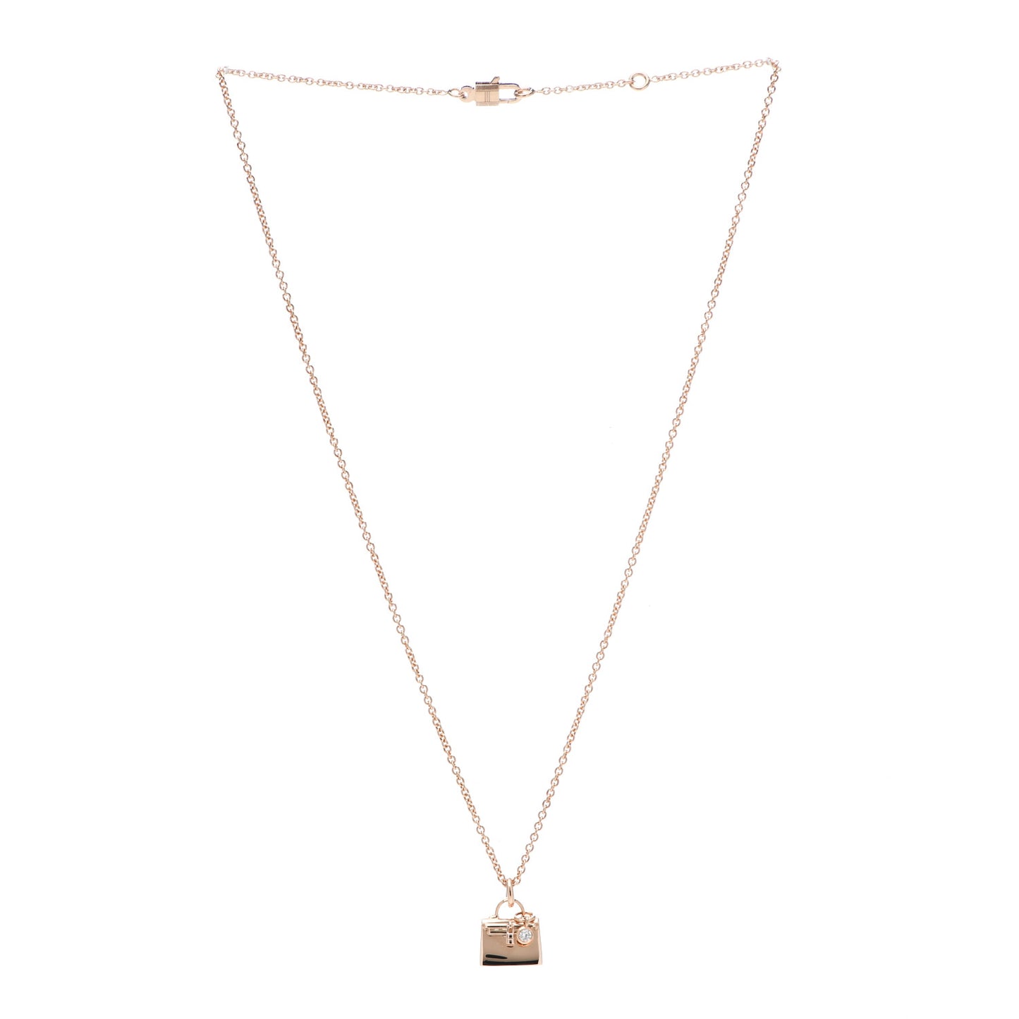 18K Rose Gold Diamond Birkin Pendant Necklace
