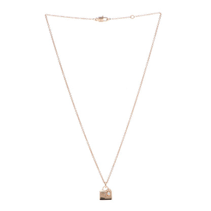 Hermes 18K Rose Gold Diamond Birkin Pendant Necklace 3 of 5