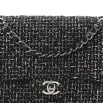 Chanel Tweed Quilted Medium Double Flap Black Multicolor 8 of 11