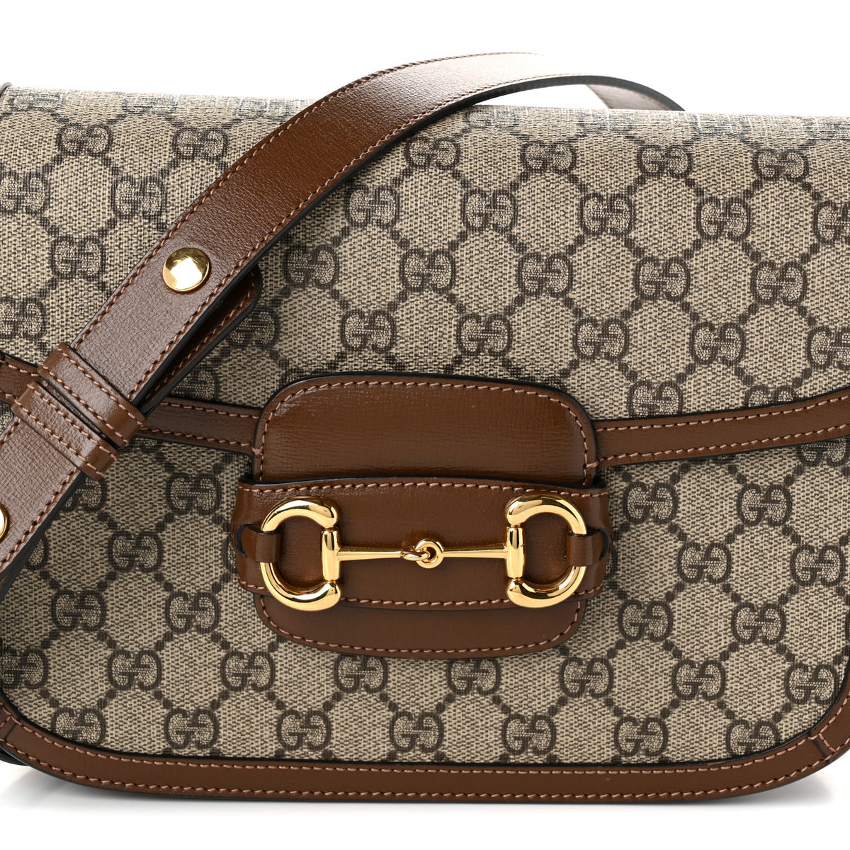 Gucci GG Supreme Monogram Horsebit 1955 Shoulder Bag Beige Brown Sugar 8 of 10
