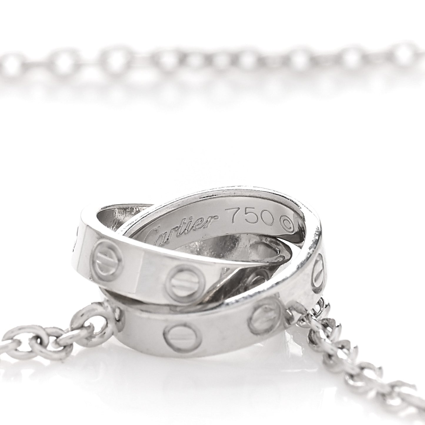 18K White Gold Interlocking LOVE Necklace
