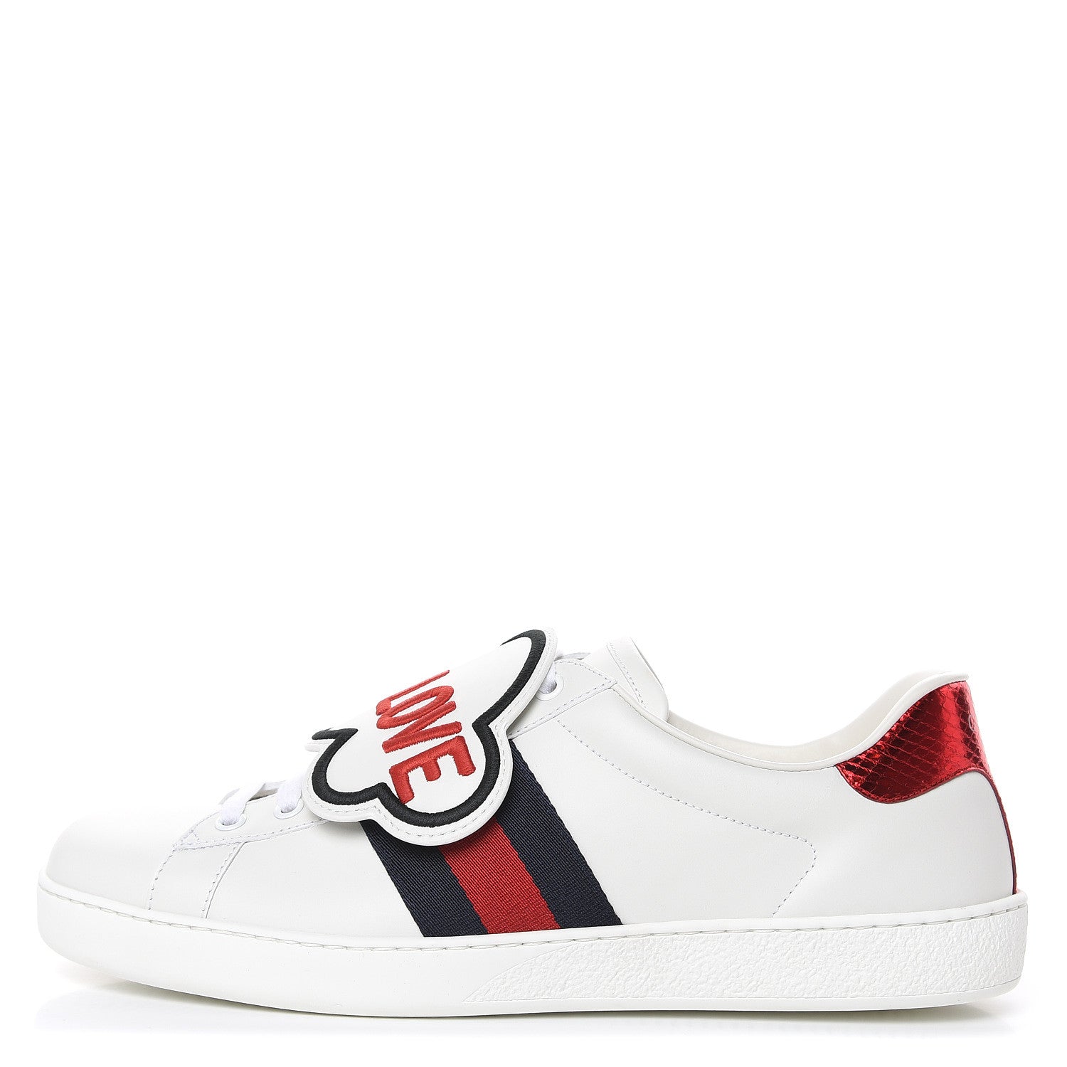 Gucci Calfskin Ayers Web Blind for Love Embroidered Mens Ace Sneakers 9 White 1 of 10