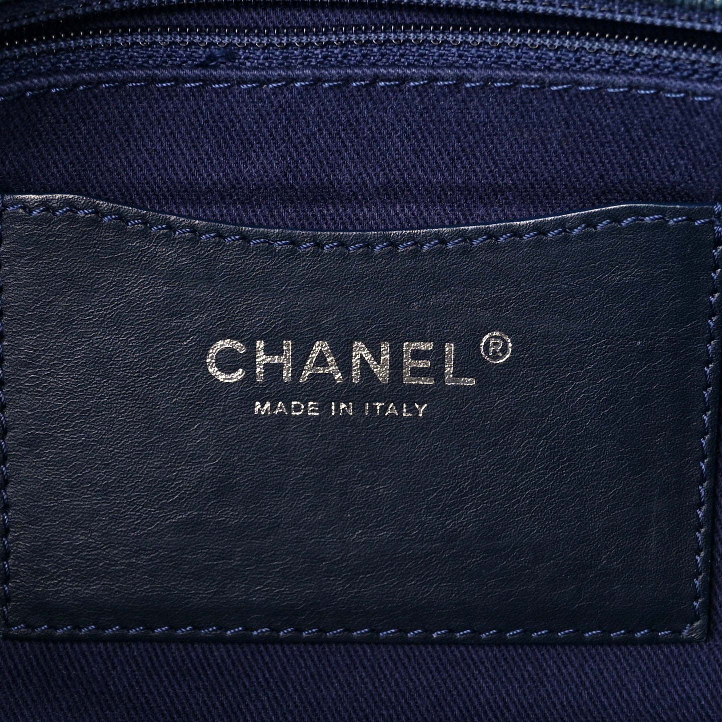 Denim Quilted Camellia Embroidered Large Flap Blue