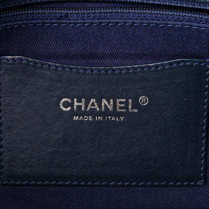 Chanel Denim Quilted Camellia Embroidered Large Flap Blue 6 of 11