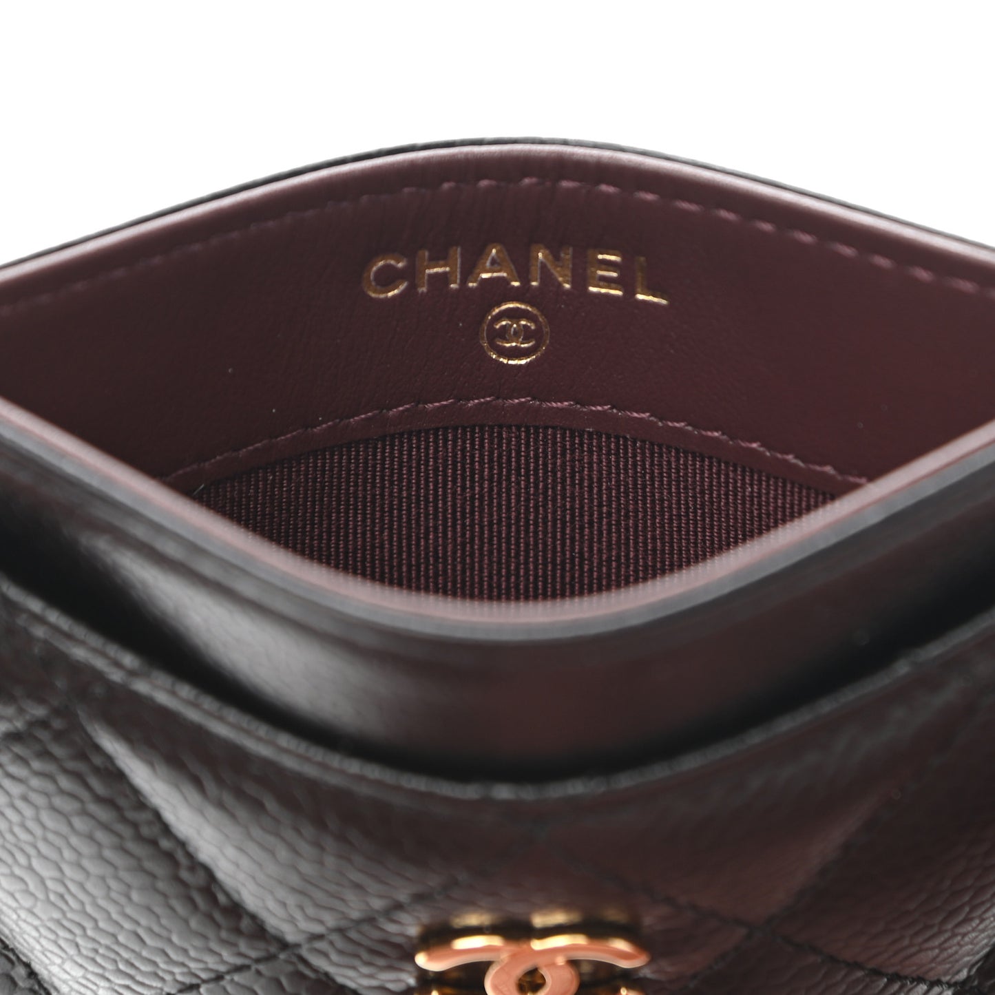 Caviar Quilted Card Holder Black