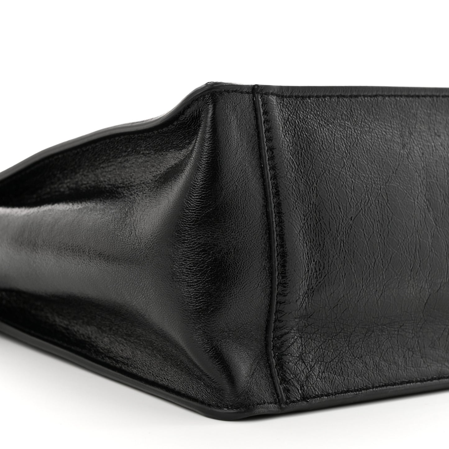 Agnello Old Shine Vitello Go Rain Small Flip Tote Black Marrone