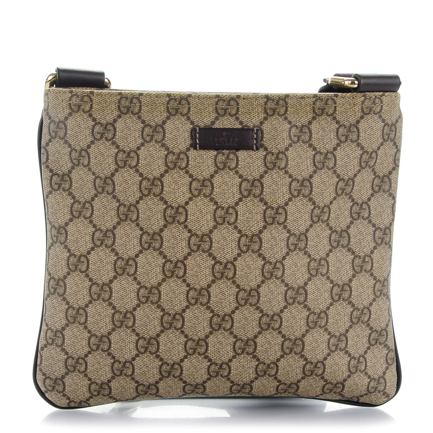 Gucci GG Supreme Monogram Small Flat Messenger Bag Dark Brown 1 of 7