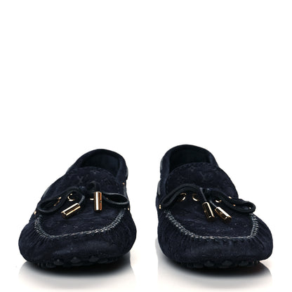 Louis Vuitton Suede Monogram Gloria Loafers 38 Marine 2 of 9